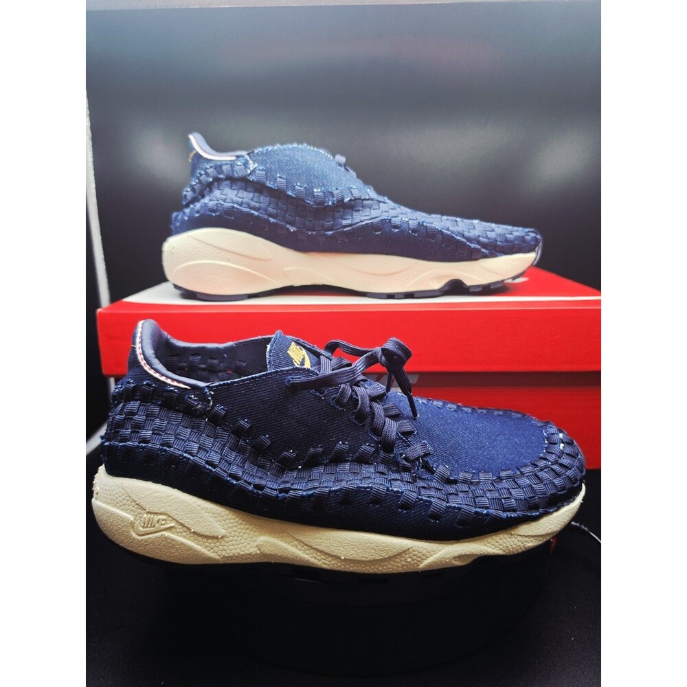 Nike Air Footscape Woven Low Top Lace-Up Sneaker Dark Denim/Gold US 8.5 M/10 W